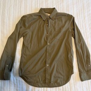 Buck Mason Poplin Button Down Shirt Mens Medium Dark Olive Green